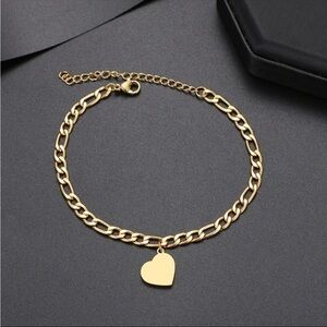 NEW Gold Figaro Chain Heart Charm Ankle Bracelet Anklet